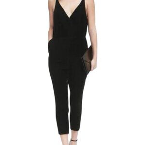 Banana Republic black petite velvet cropped jumpsuit size 4P